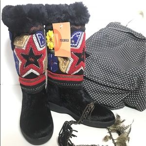 NWT Tecnica Pony Hair & Embroidery Winter Boots